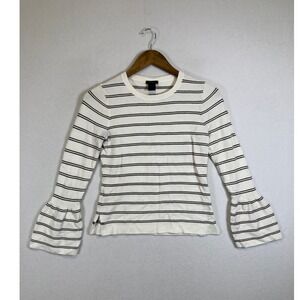 Classic Chic Ann Taylor Factory Women S White Black Striped Bell Sleeve Knit Top